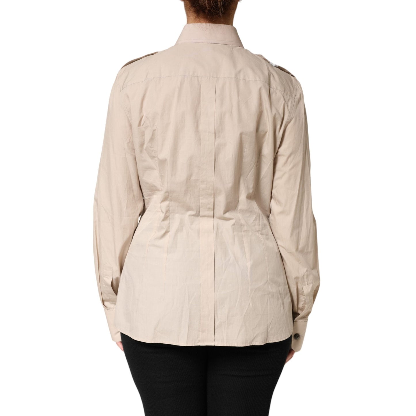 Dolce & Gabbana Beige Collared Long Sleeve Cotton Shirt Top