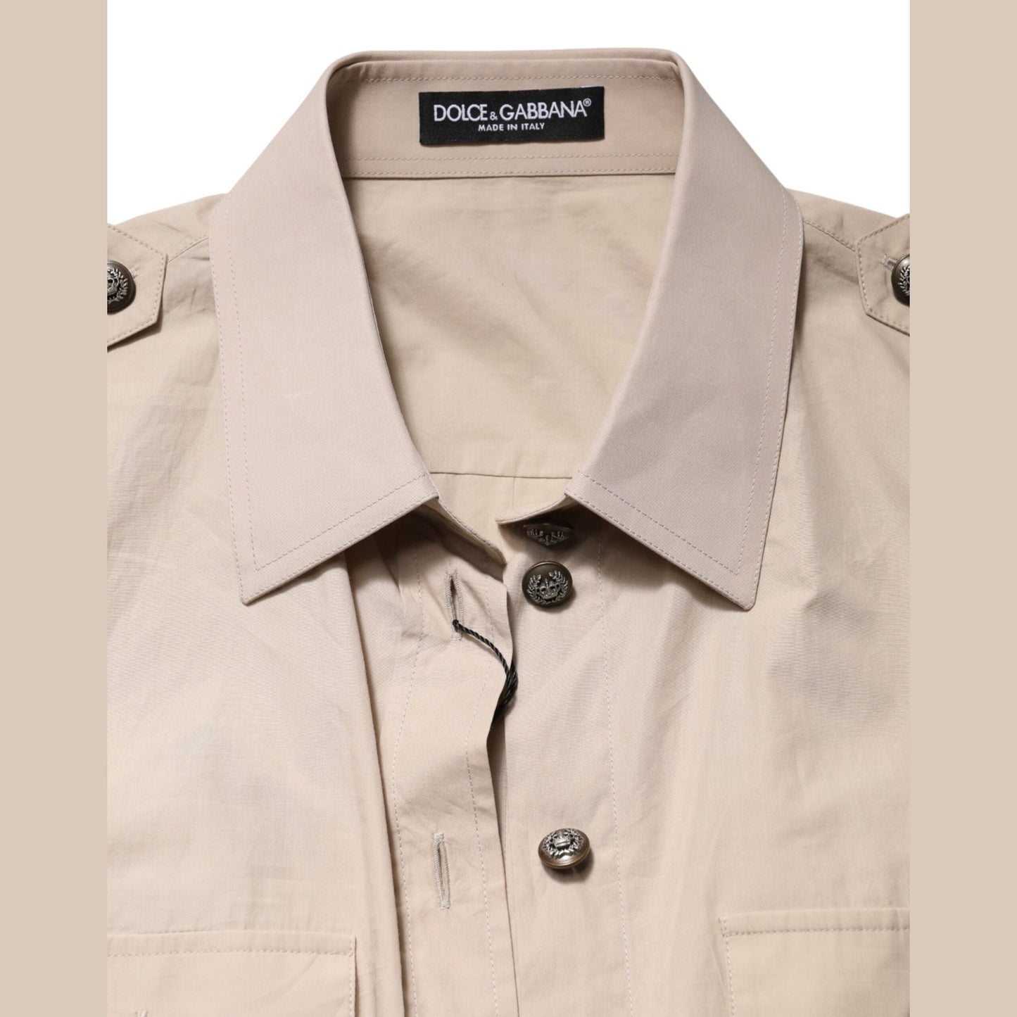 Dolce & Gabbana Beige Collared Long Sleeve Cotton Shirt Top