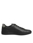 Dolce & Gabbana Black Leather Heart Embellished Sneakers Shoes - Eljoys Fashion 