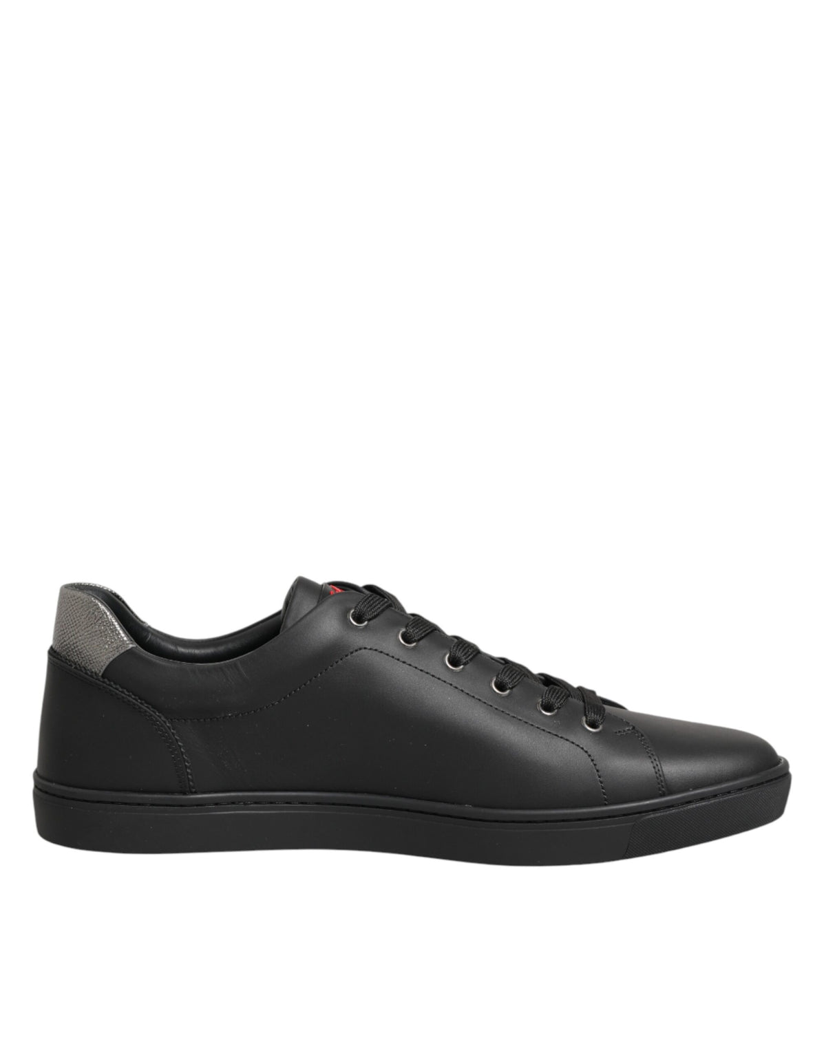Dolce & Gabbana Black Leather Heart Embellished Sneakers Shoes - Eljoys Fashion 