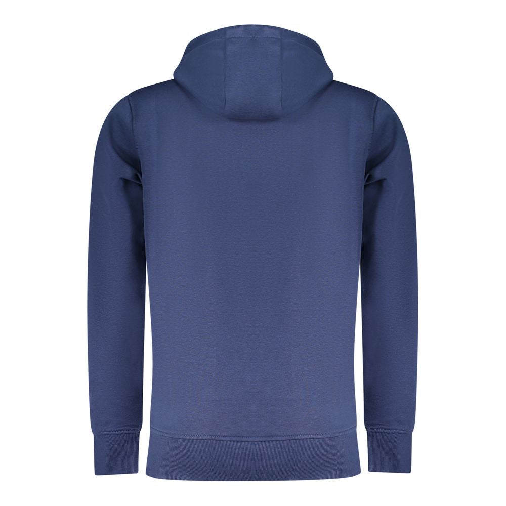 Rifle blue cotton men's sweatshirt with crew neck and long sleeves, casual style, lightweight fabric, front seam detail.