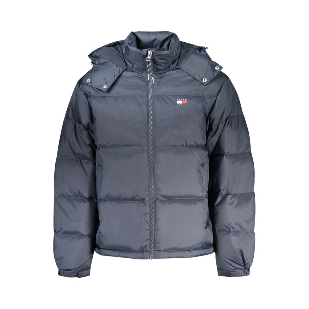 Tommy Hilfiger men's blue polyester jacket with front zipper and adjustable cuffs, casual style for everyday wear.
