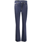 Calvin Klein Blu cotton women's jeans with classic fit and five-pocket design, front view showing waist and leg details.