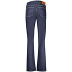 Calvin Klein Blu cotton women's jeans with classic five-pocket design and straight-leg fit, shown on a model.