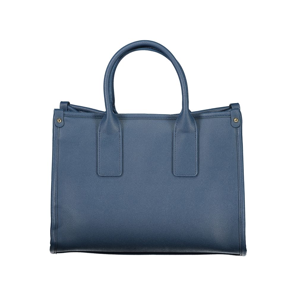 Blue Mario Valentino women's polyurethane bag with sleek design and silver hardware, stylish accessory for daily use.