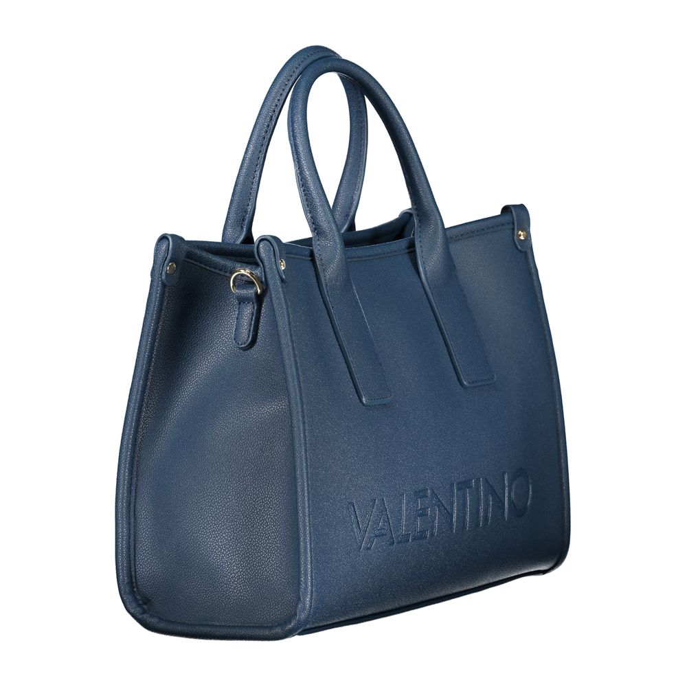 Blue Mario Valentino women's polyurethane bag with sleek design and gold-tone hardware, stylish accessory for everyday use.