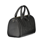 Mario Valentino Nero polyurethane women's bag with sleek design and silver hardware, featuring a top handle and adjustable shoulder strap.