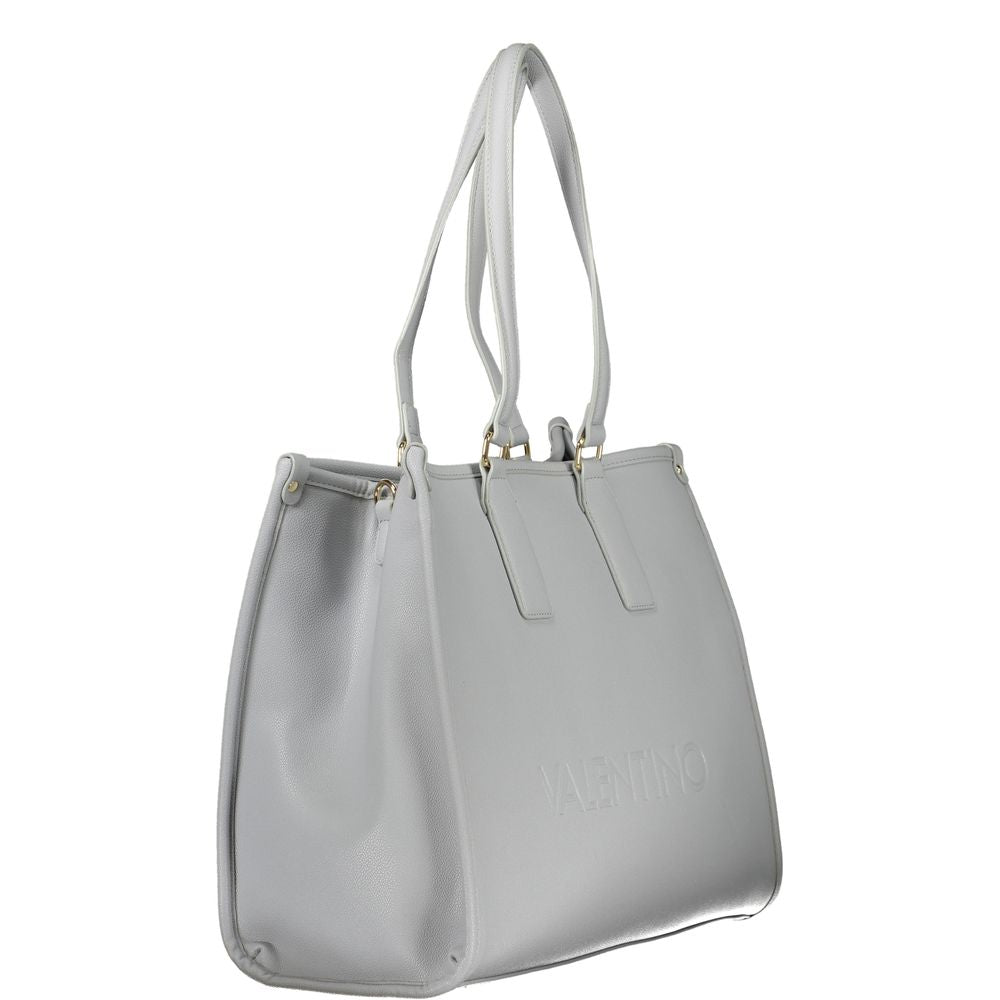 Mario Valentino Azzurro polyurethane women's bag with sleek design and silver hardware, featuring a top handle and adjustable strap.