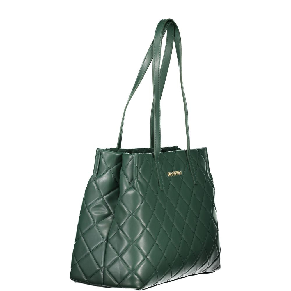 Mario Valentino Verde polyurethane women's bag with sleek design and top handles, featuring a modern, stylish look.