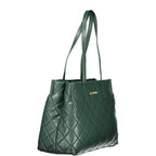 Mario Valentino Verde polyurethane women's bag with sleek design and top handles, featuring a modern, stylish look.