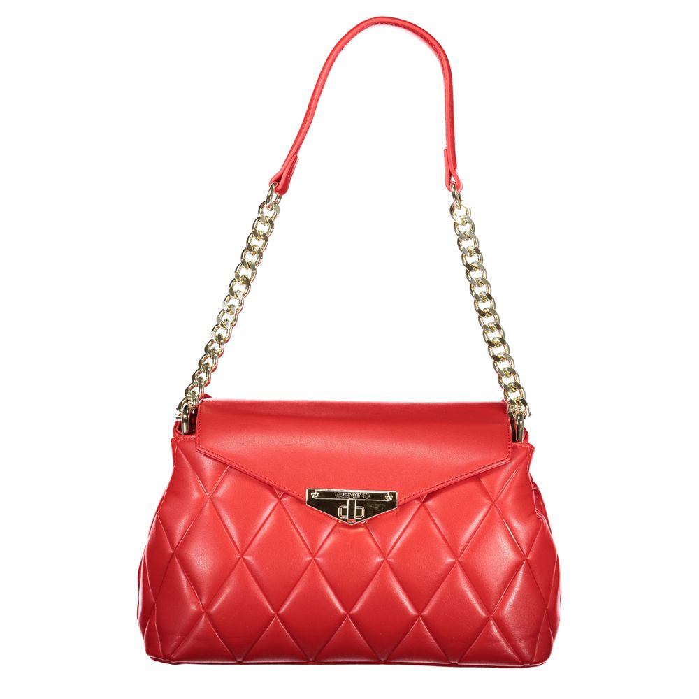 Red Mario Valentino women's polyurethane bag with sleek design and top handle, featuring a stylish and modern look.