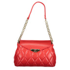 Red Mario Valentino women's polyurethane bag with sleek design and top handle, featuring a stylish and modern look.