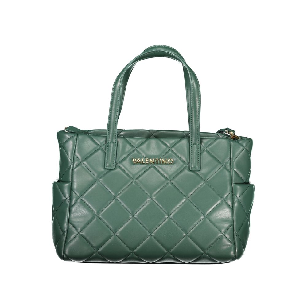 Green polyurethane women's bag by Mario Valentino with sleek design and top handle, perfect for stylish everyday use.