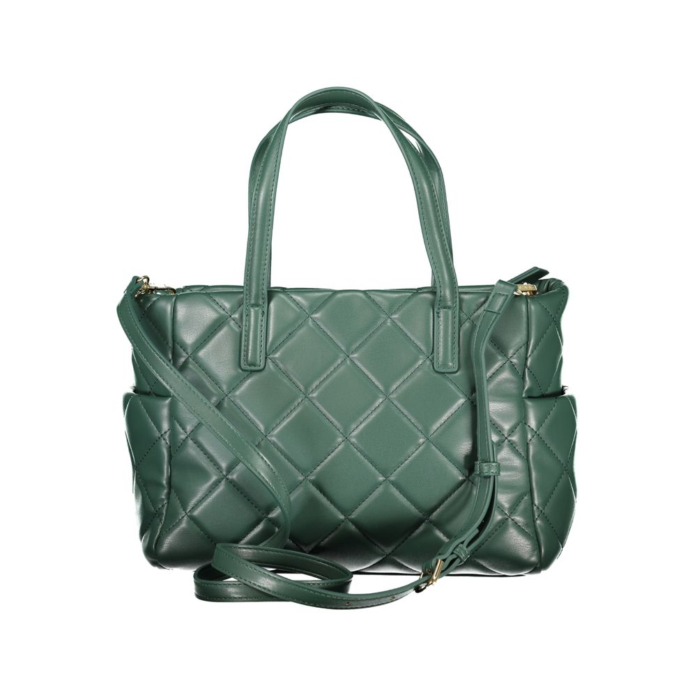 Mario Valentino green polyurethane women's bag with sleek design and top handle, showcasing stylish and versatile accessory.
