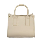 Mario Valentino beige polyurethane women's bag with sleek design and gold-tone hardware, featuring top handles and a spacious interior.