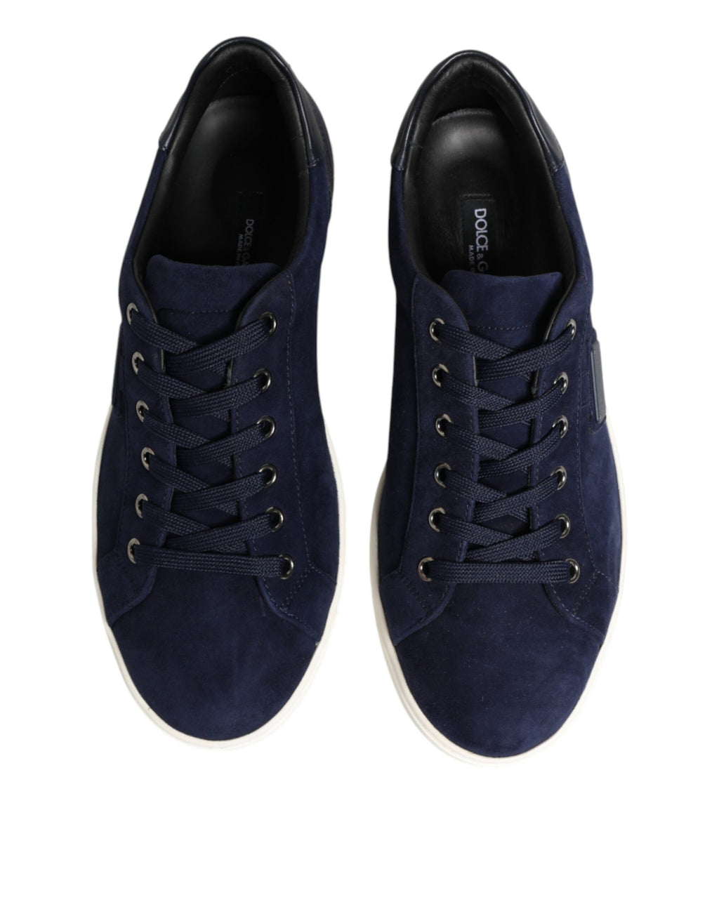 Dolce & Gabbana Blue Leather Suede Low Top Sneakers Shoes - Eljoys Fashion 