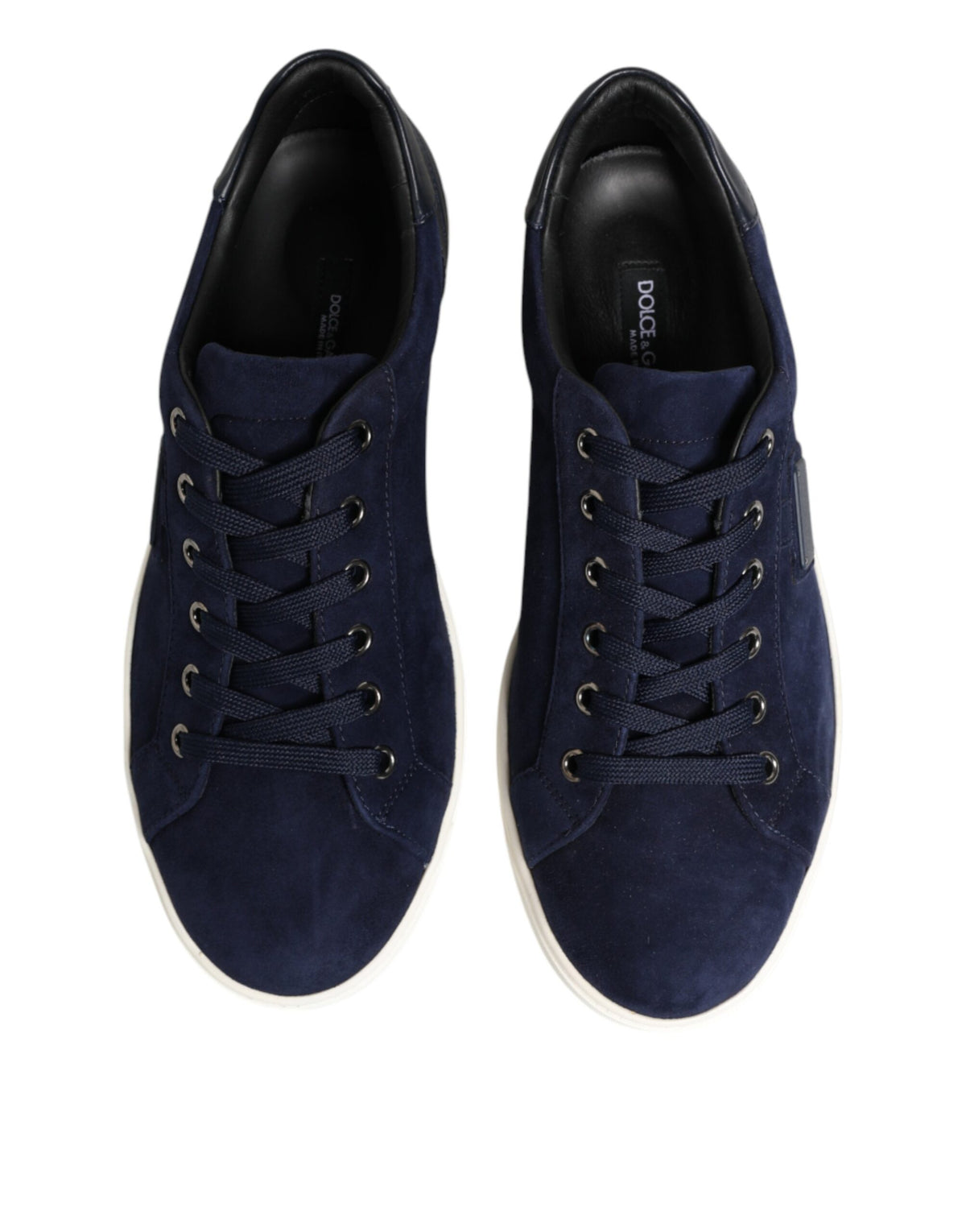 Dolce & Gabbana Blue Leather Suede Low Top Sneakers Shoes - Eljoys Fashion 