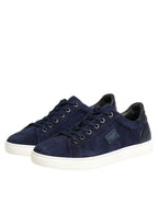 Dolce & Gabbana Blue Leather Suede Low Top Sneakers Shoes - Eljoys Fashion 
