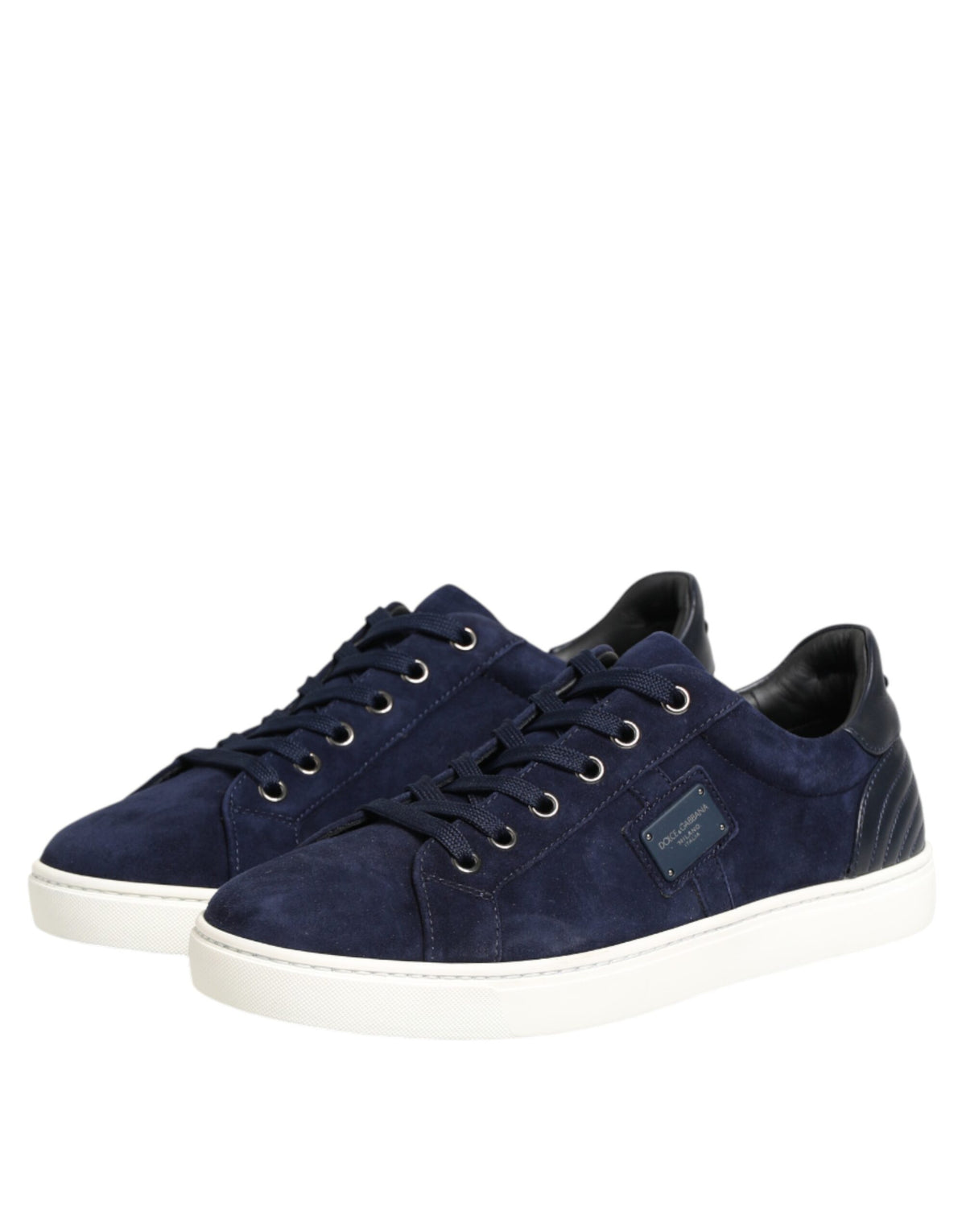 Dolce & Gabbana Blue Leather Suede Low Top Sneakers Shoes - Eljoys Fashion 