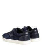 Dolce & Gabbana Blue Leather Suede Low Top Sneakers Shoes - Eljoys Fashion 