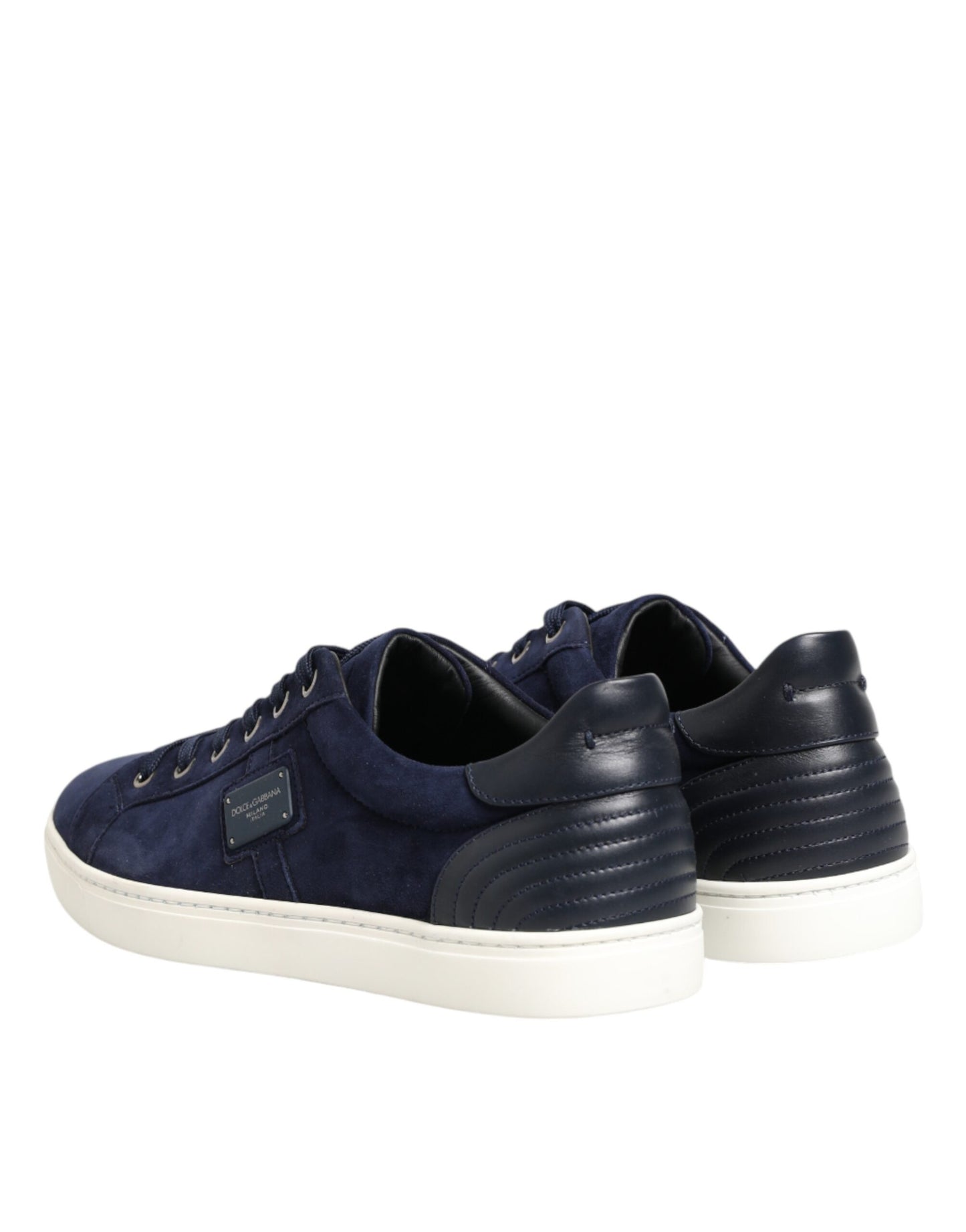 Dolce & Gabbana Blue Leather Suede Low Top Sneakers Shoes Dolce & Gabbana