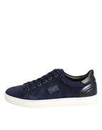 Dolce & Gabbana Blue Leather Suede Low Top Sneakers Shoes - Eljoys Fashion 