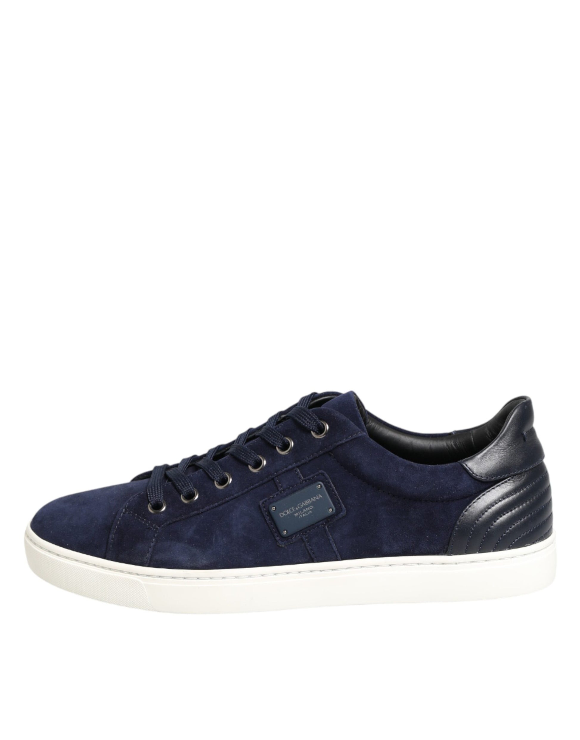 Dolce & Gabbana Blue Leather Suede Low Top Sneakers Shoes Dolce & Gabbana
