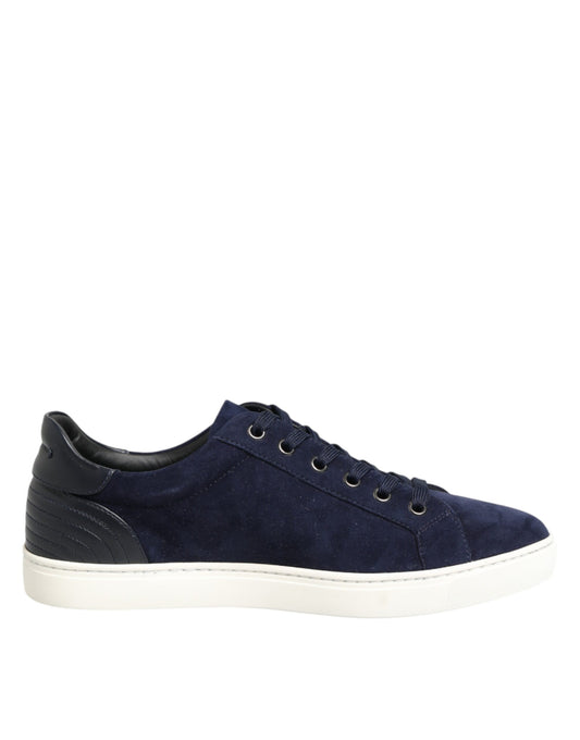 Dolce & Gabbana Blue Leather Suede Low Top Sneakers Shoes Dolce & Gabbana