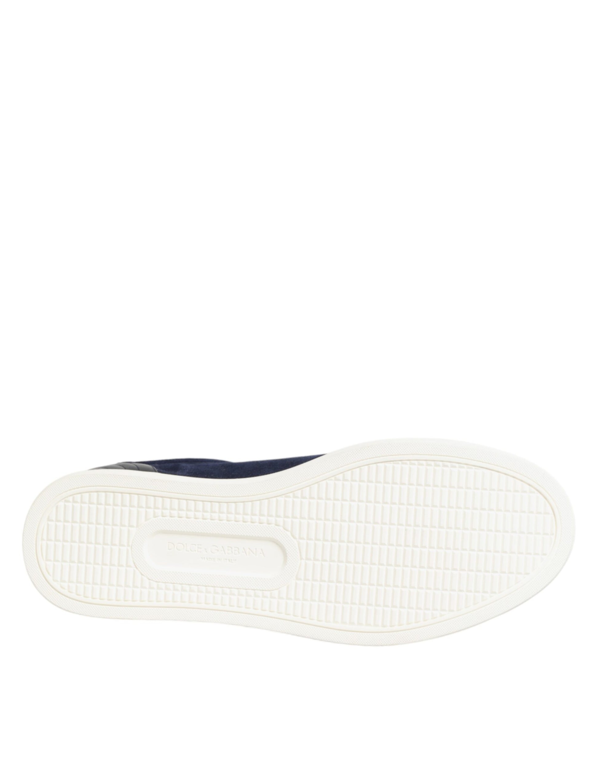 Dolce & Gabbana Blue Leather Suede Low Top Sneakers Shoes Dolce & Gabbana