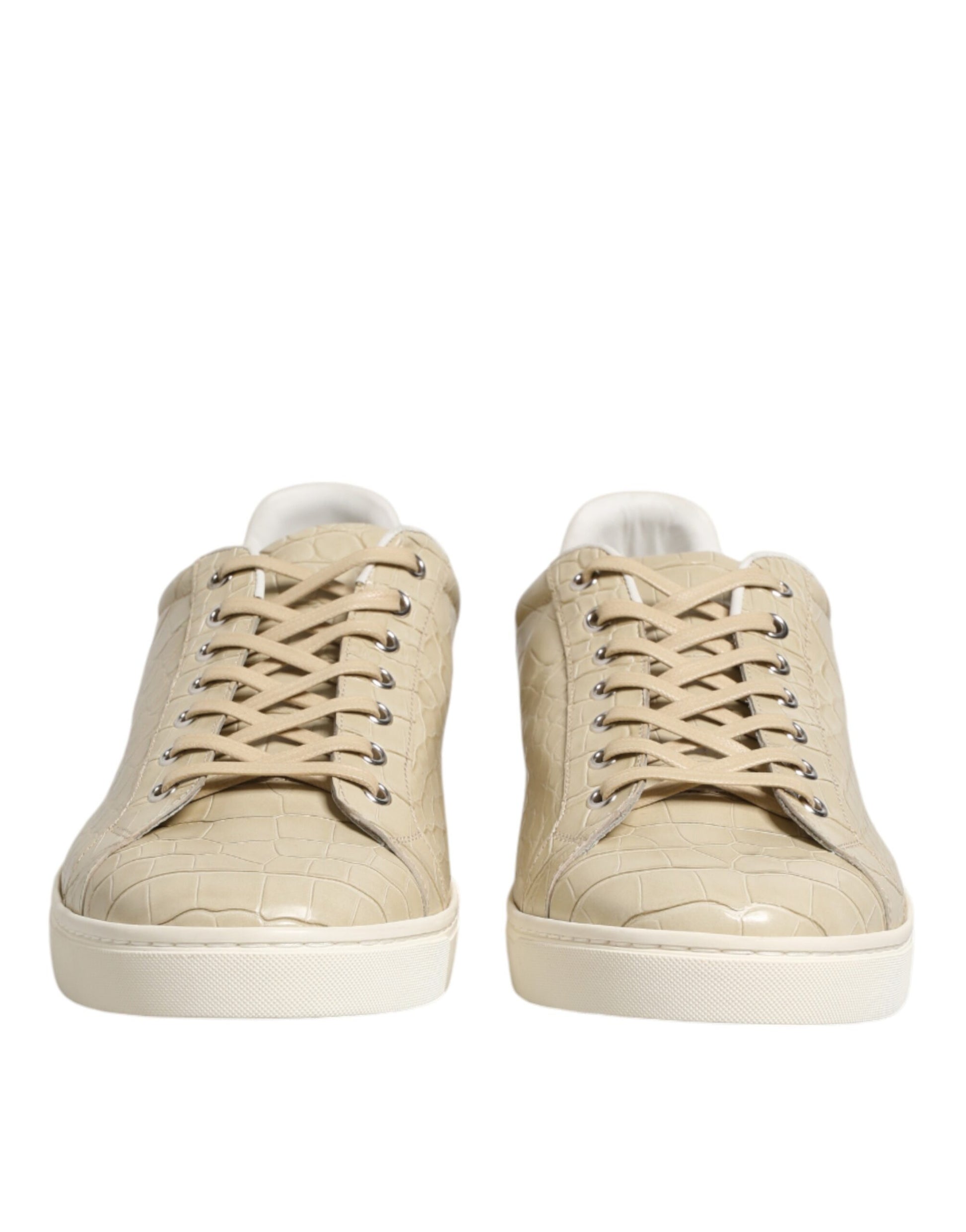 Dolce & Gabbana Beige London Low Top Leather Sneakers Shoes Dolce & Gabbana