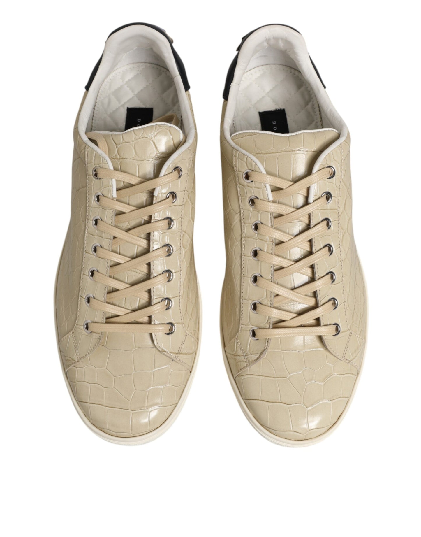 Dolce & Gabbana Beige London Low Top Leather Sneakers Shoes Dolce & Gabbana