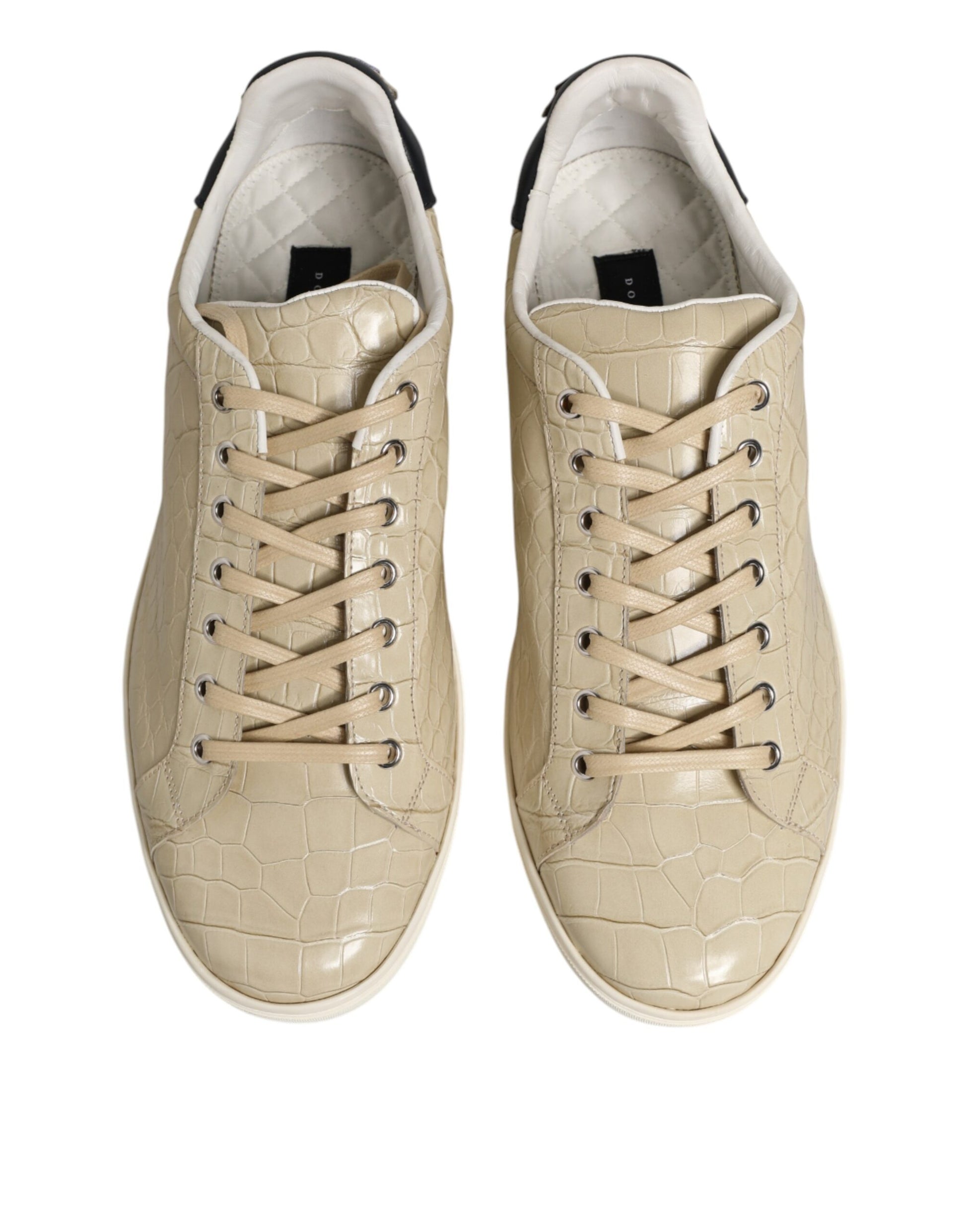 Dolce & Gabbana Beige London Low Top Leather Sneakers Shoes Dolce & Gabbana