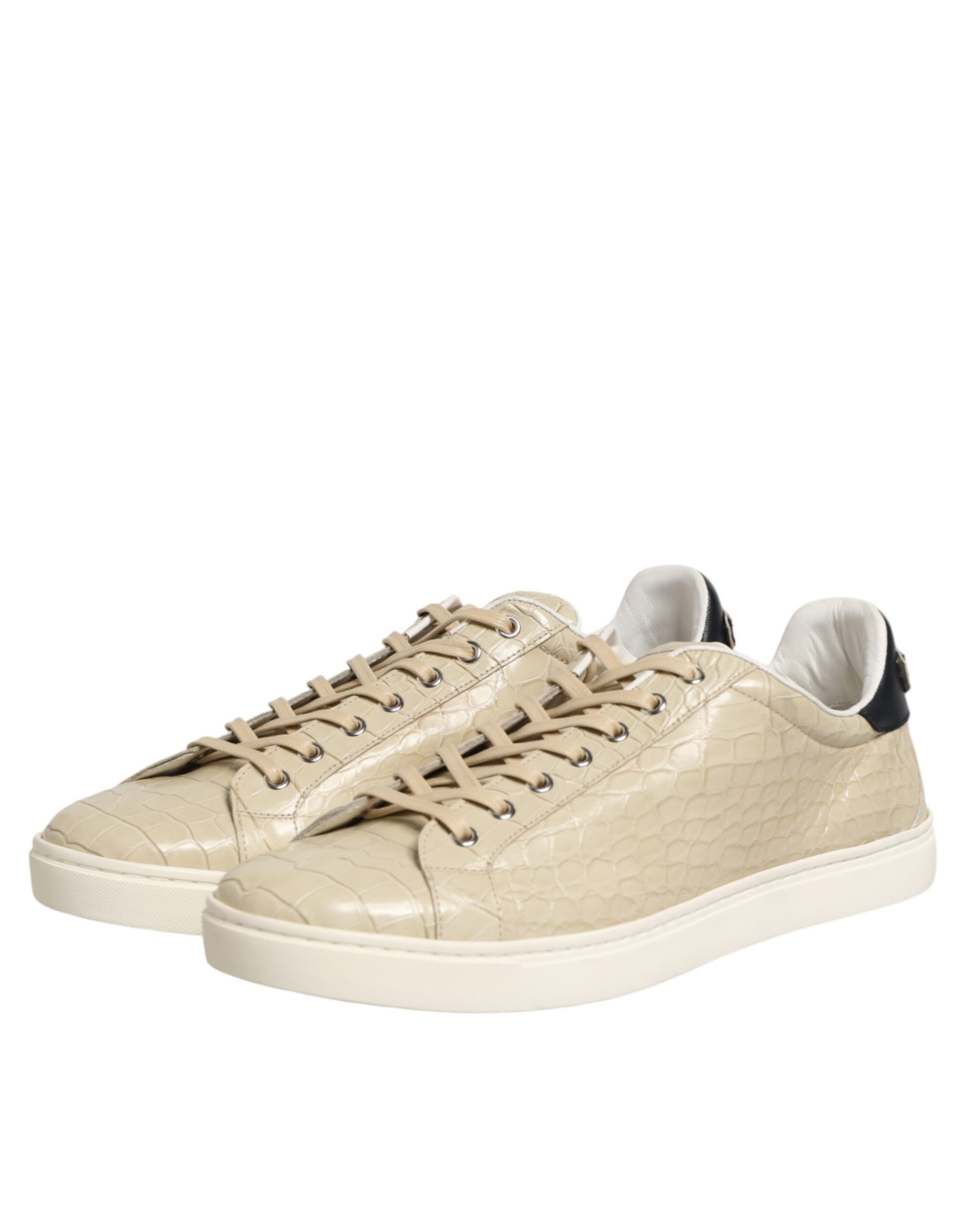Dolce & Gabbana Beige London Low Top Leather Sneakers Shoes Dolce & Gabbana