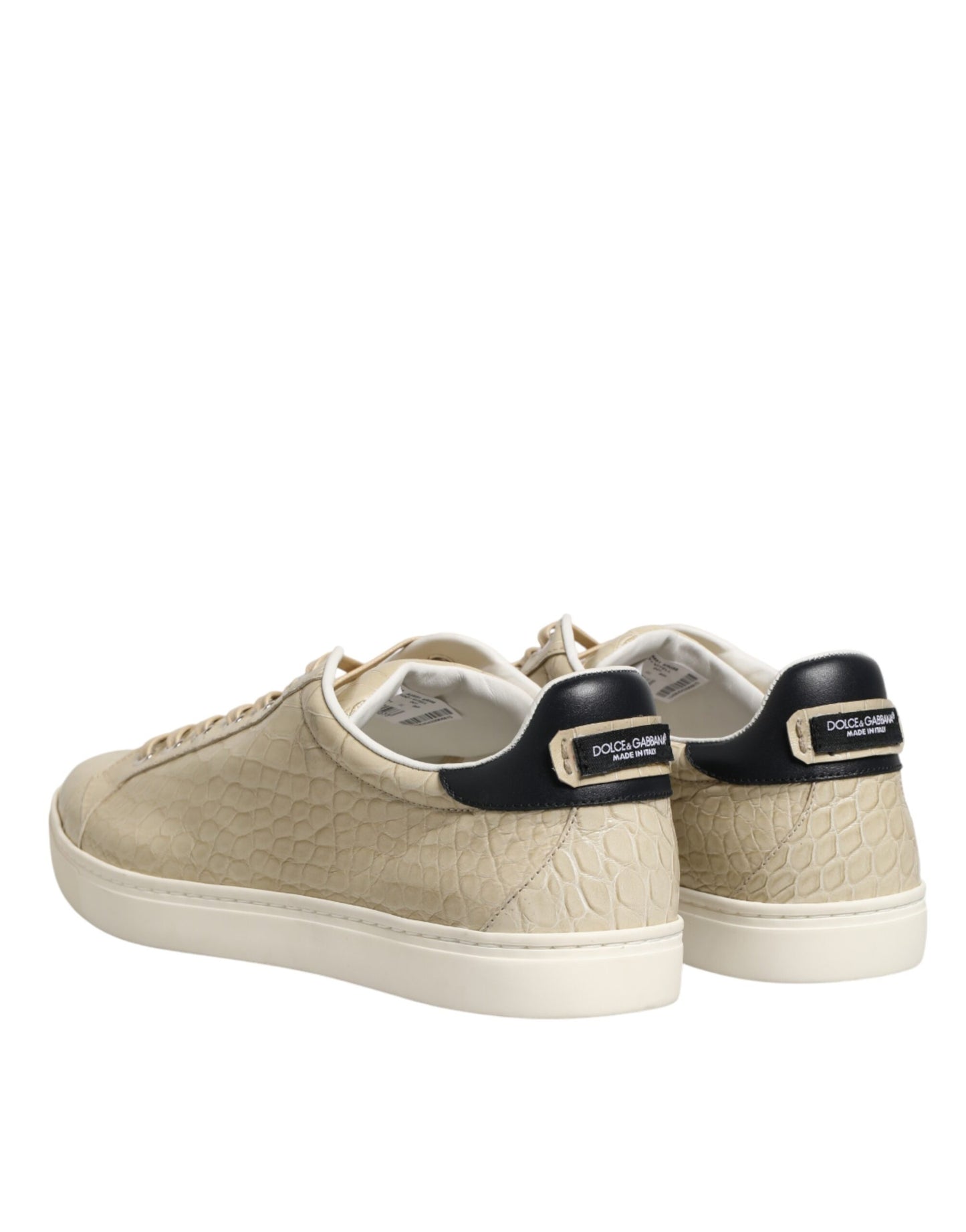 Dolce & Gabbana Beige London Low Top Leather Sneakers Shoes Dolce & Gabbana