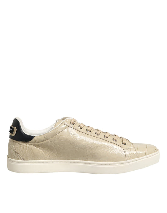 Dolce & Gabbana Beige London Low Top Leather Sneakers Shoes Dolce & Gabbana