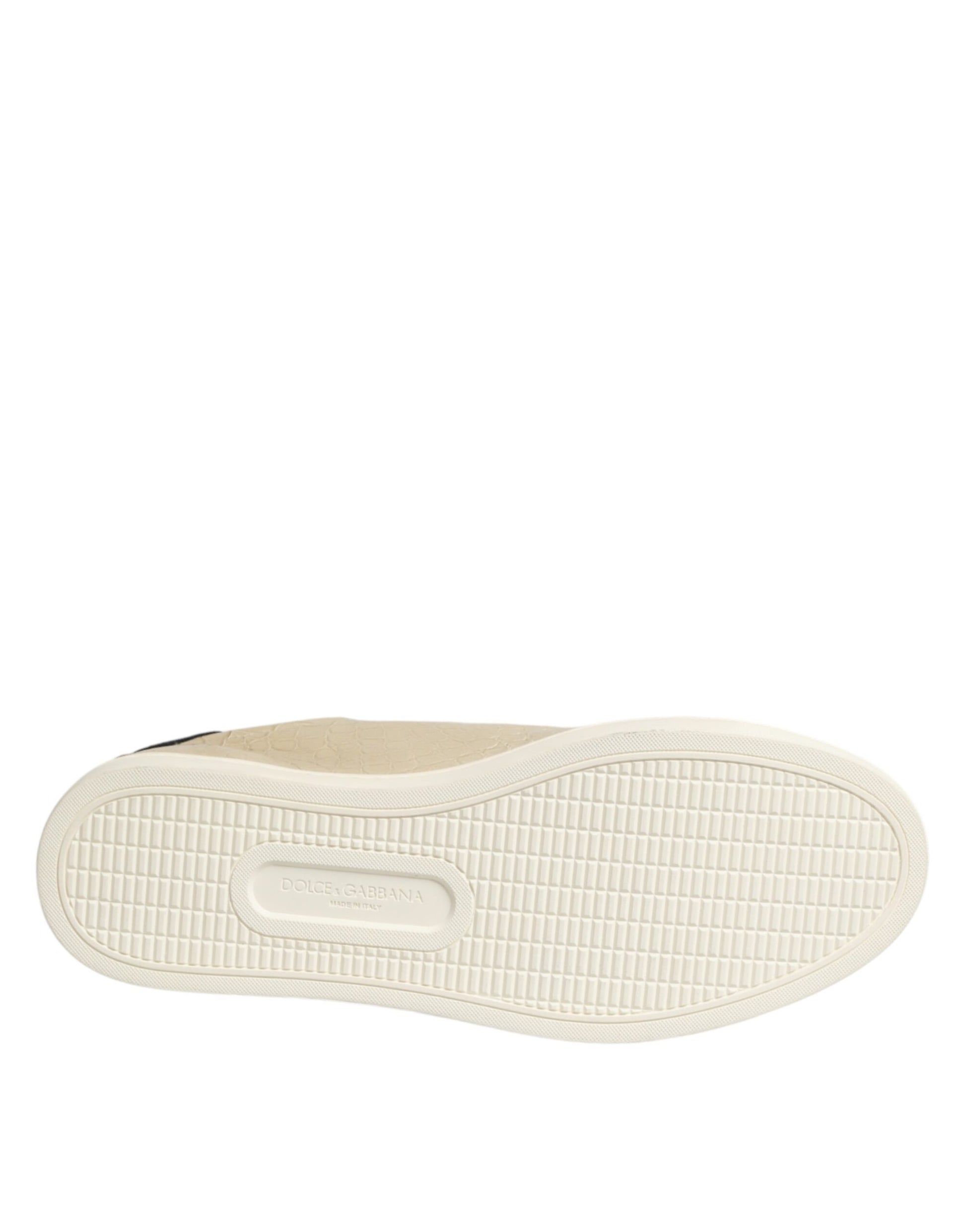 Dolce & Gabbana Beige London Low Top Leather Sneakers Shoes Dolce & Gabbana