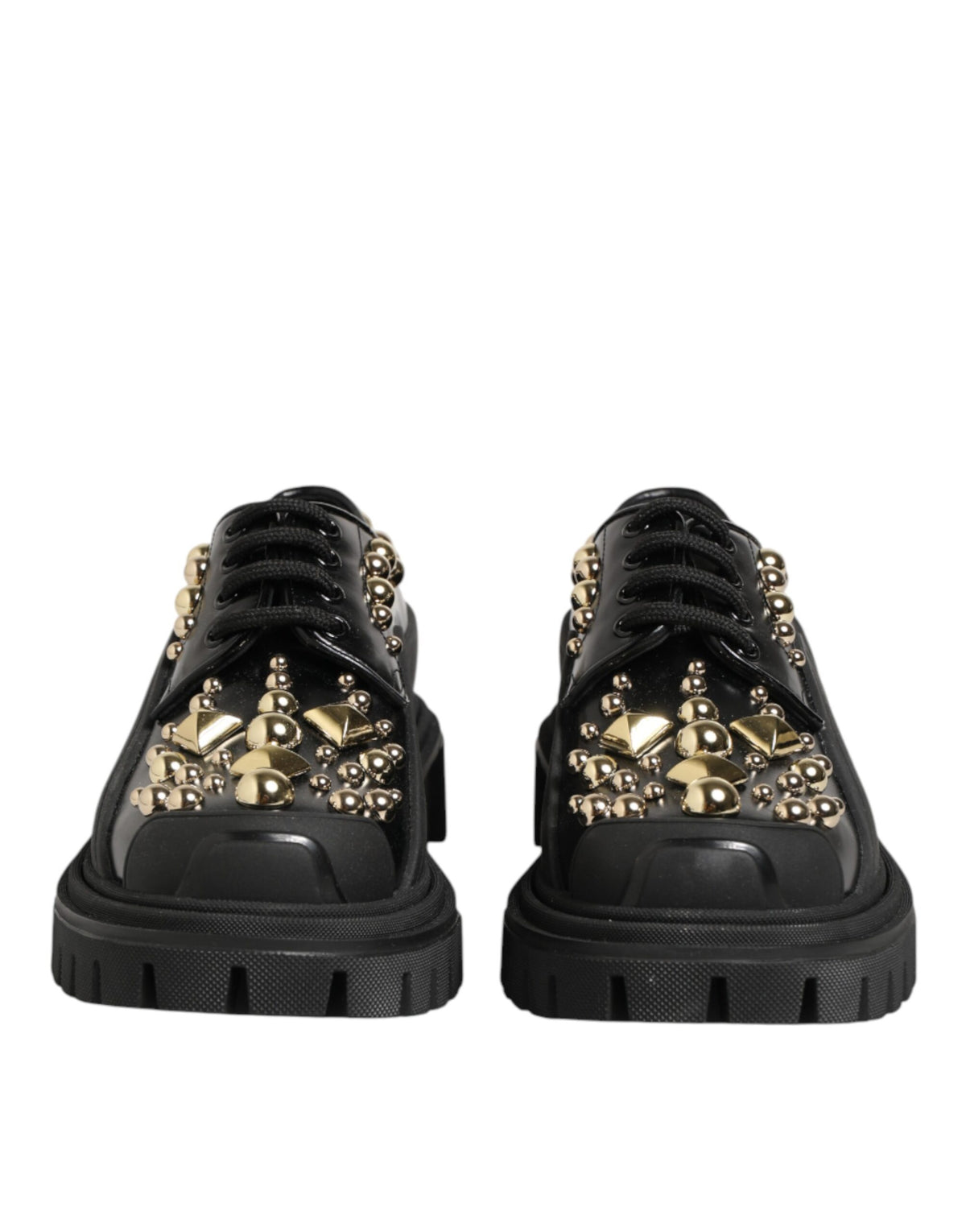 Dolce & Gabbana Black Leather Jeweled Crystals Derby Shoes - Eljoys Fashion 