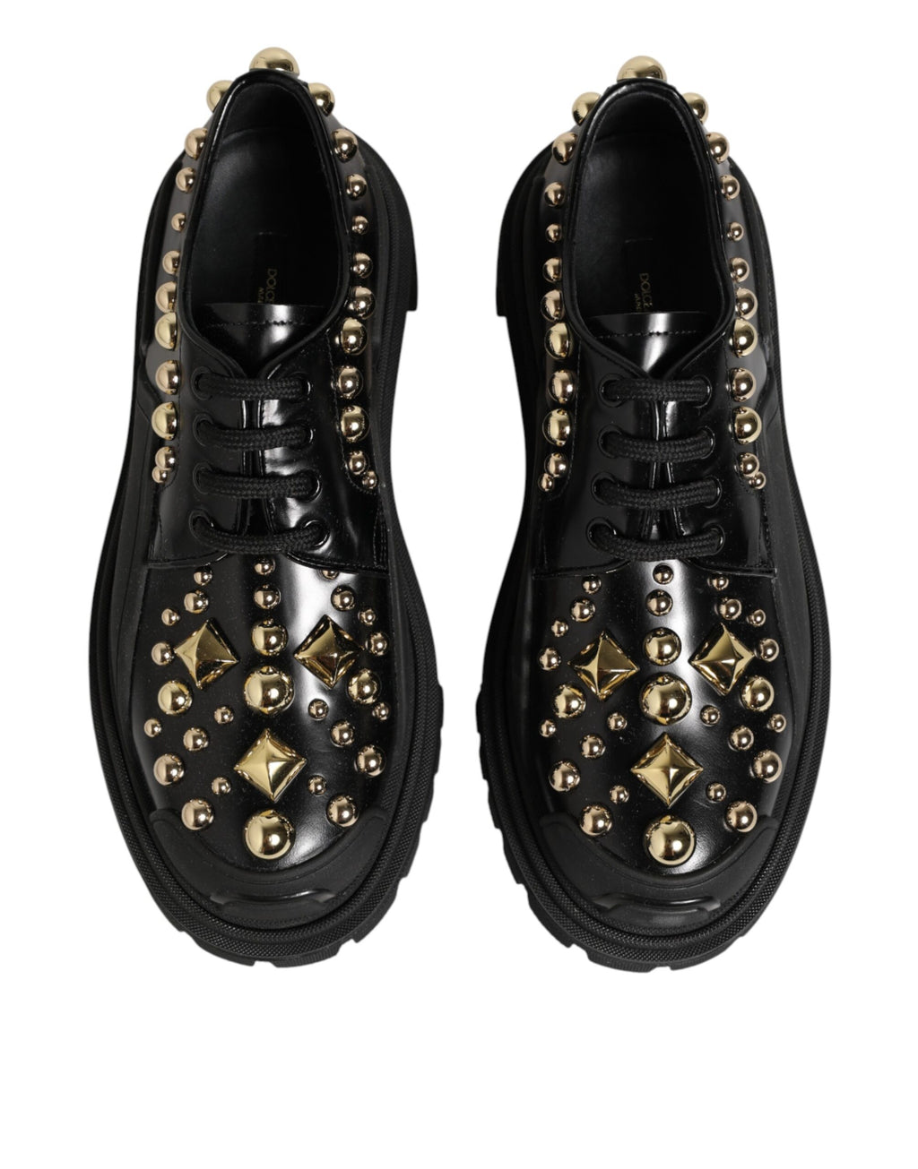 Dolce & Gabbana Black Leather Jeweled Crystals Derby Shoes - Eljoys Fashion 