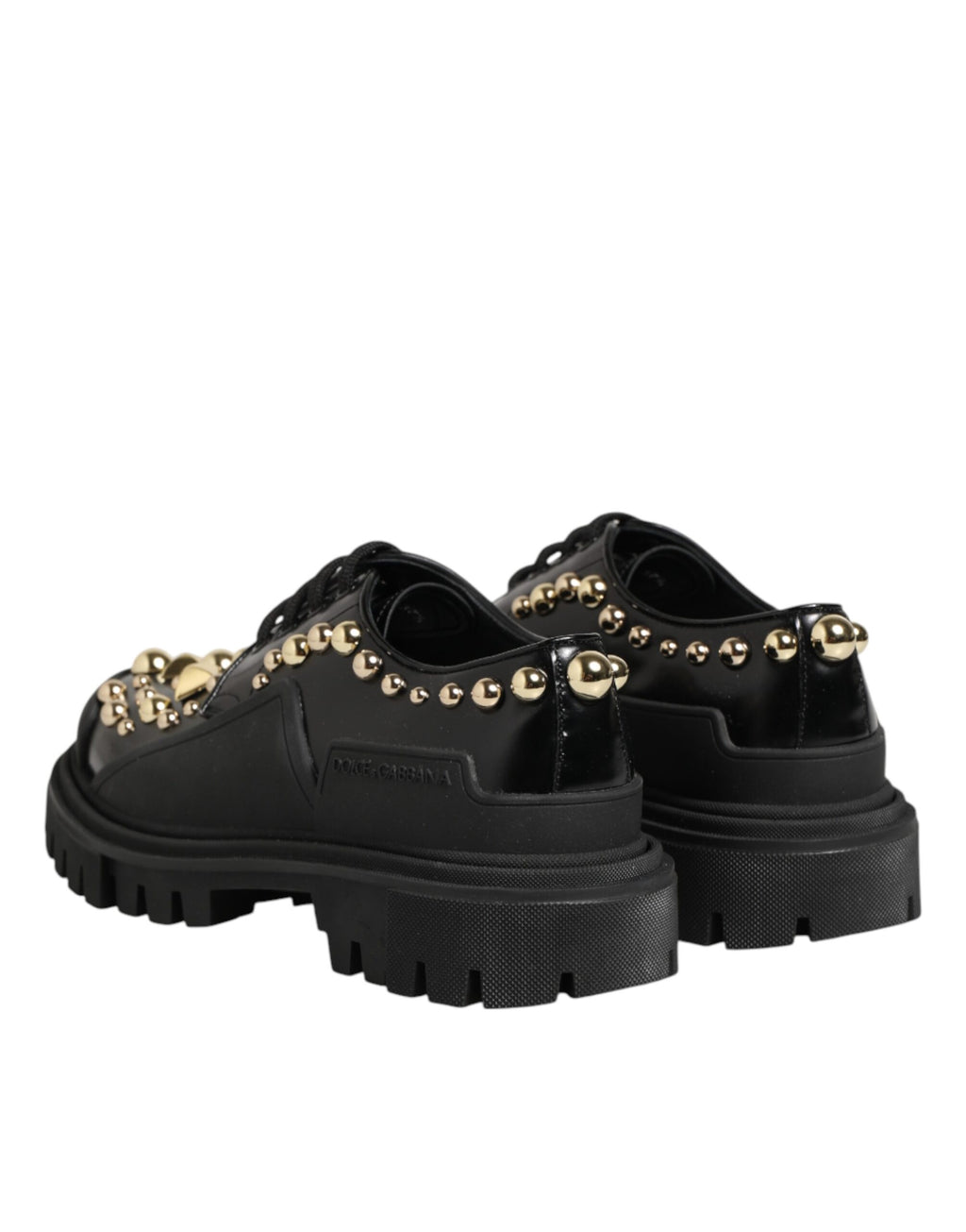 Dolce & Gabbana Black Leather Jeweled Crystals Derby Shoes - Eljoys Fashion 