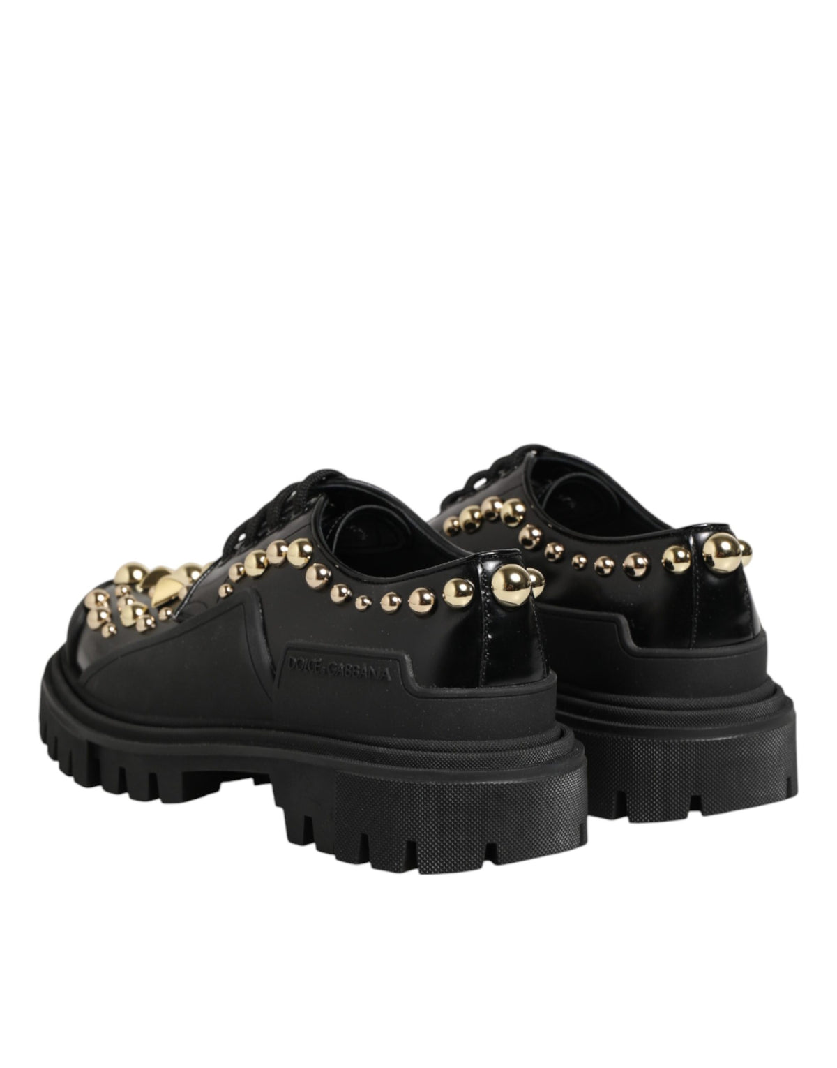 Dolce & Gabbana Black Leather Jeweled Crystals Derby Shoes - Eljoys Fashion 