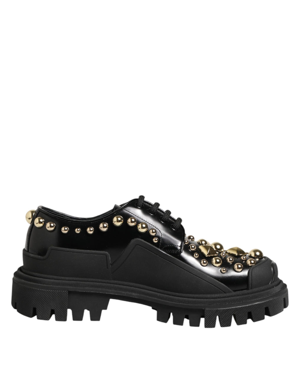 Dolce & Gabbana Black Leather Jeweled Crystals Derby Shoes - Eljoys Fashion 