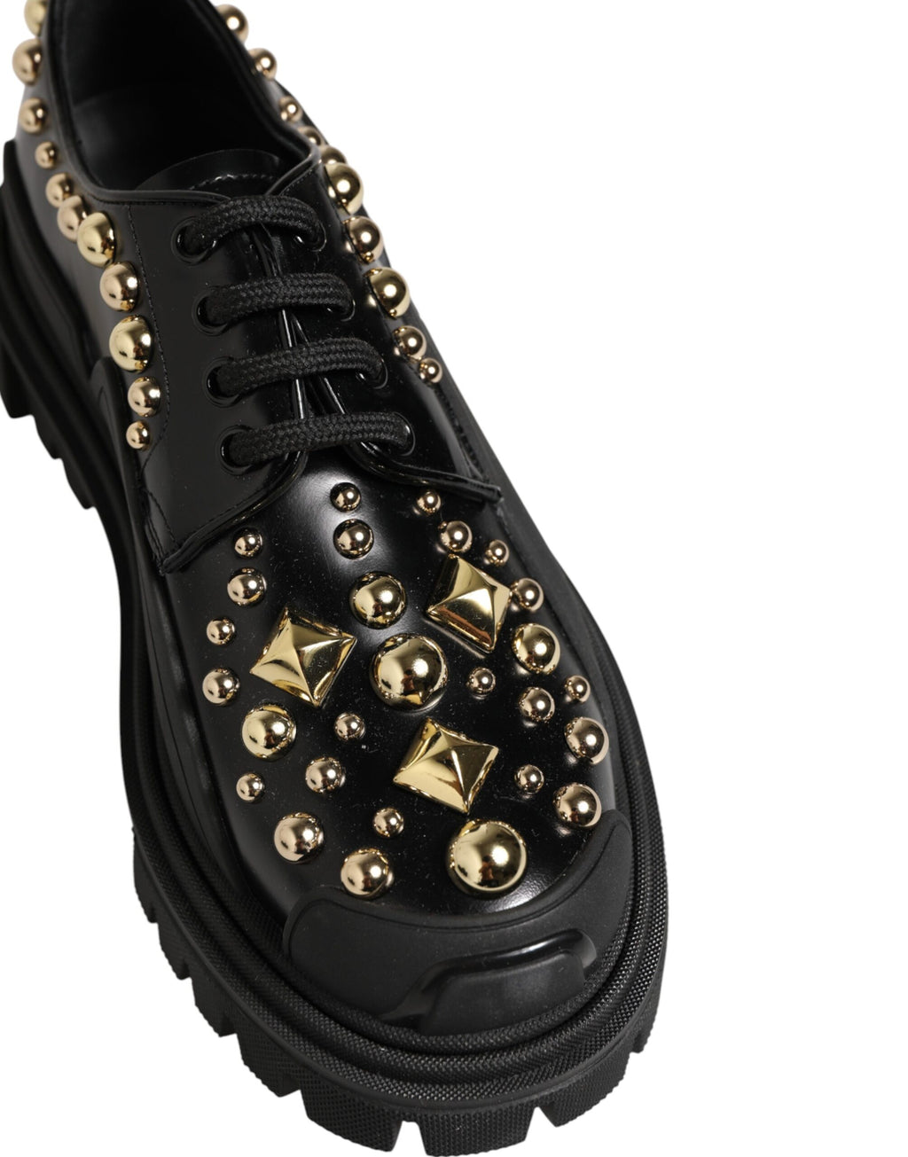 Dolce & Gabbana Black Leather Jeweled Crystals Derby Shoes - Eljoys Fashion 