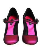 Dolce & Gabbana Pink Strass Mary Janes Heels Pumps Shoes