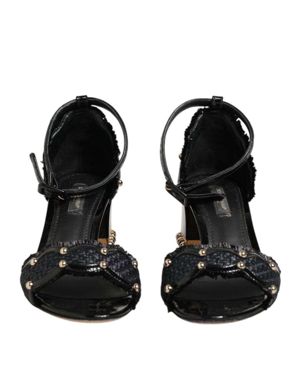 Dolce & Gabbana Black Studded Ankle Strap Sandals Shoes - Eljoys Fashion 