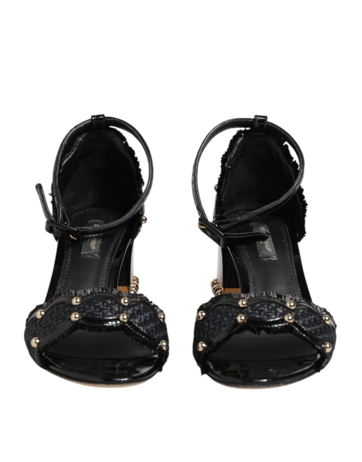 Dolce & Gabbana Black Studded Ankle Strap Sandals Shoes Dolce & Gabbana