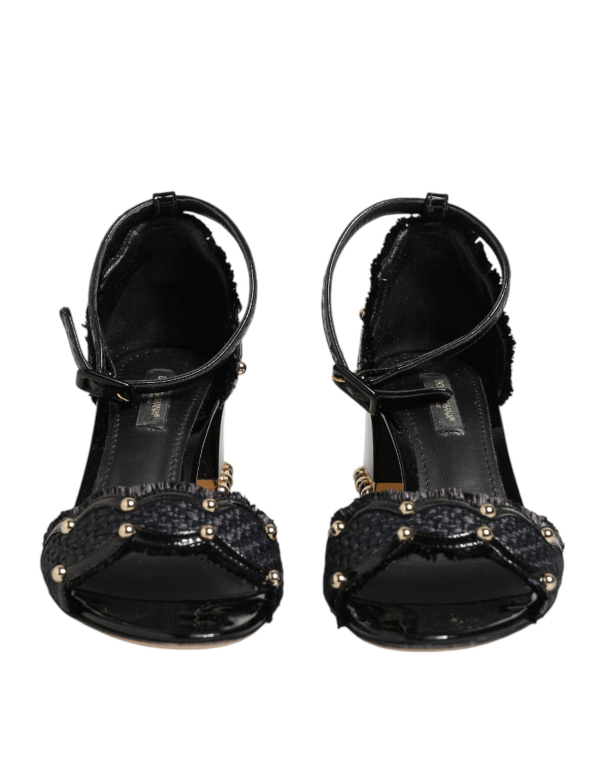 Dolce & Gabbana Black Studded Ankle Strap Sandals Shoes - Eljoys Fashion 
