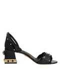 Dolce & Gabbana Black Studded Ankle Strap Sandals Shoes - Eljoys Fashion 
