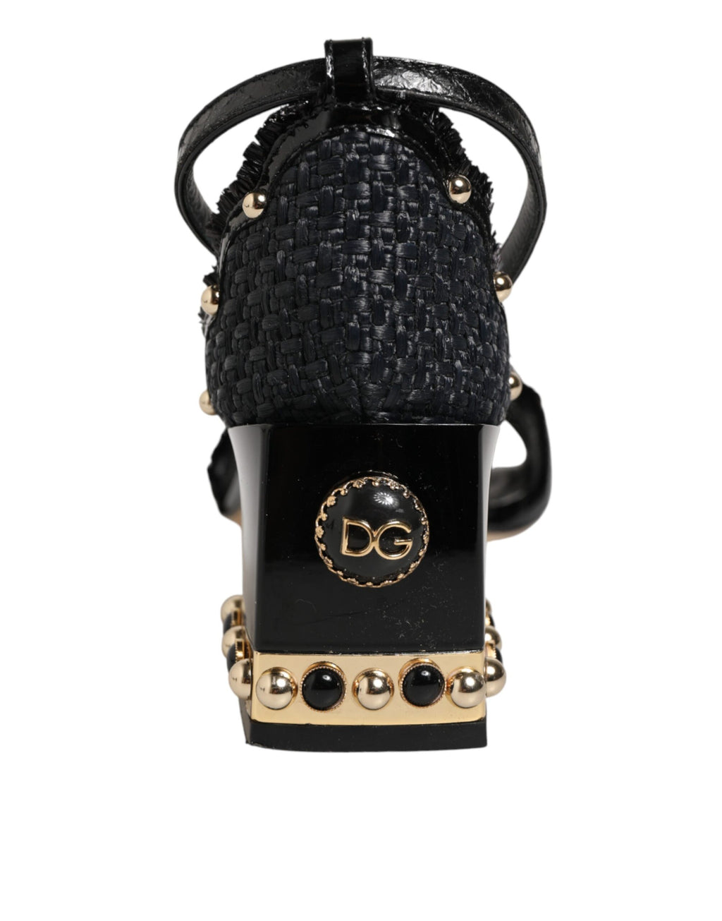 Dolce & Gabbana Black Studded Ankle Strap Sandals Shoes - Eljoys Fashion 