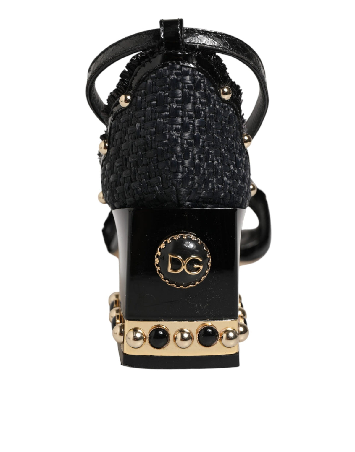 Dolce & Gabbana Black Studded Ankle Strap Sandals Shoes - Eljoys Fashion 