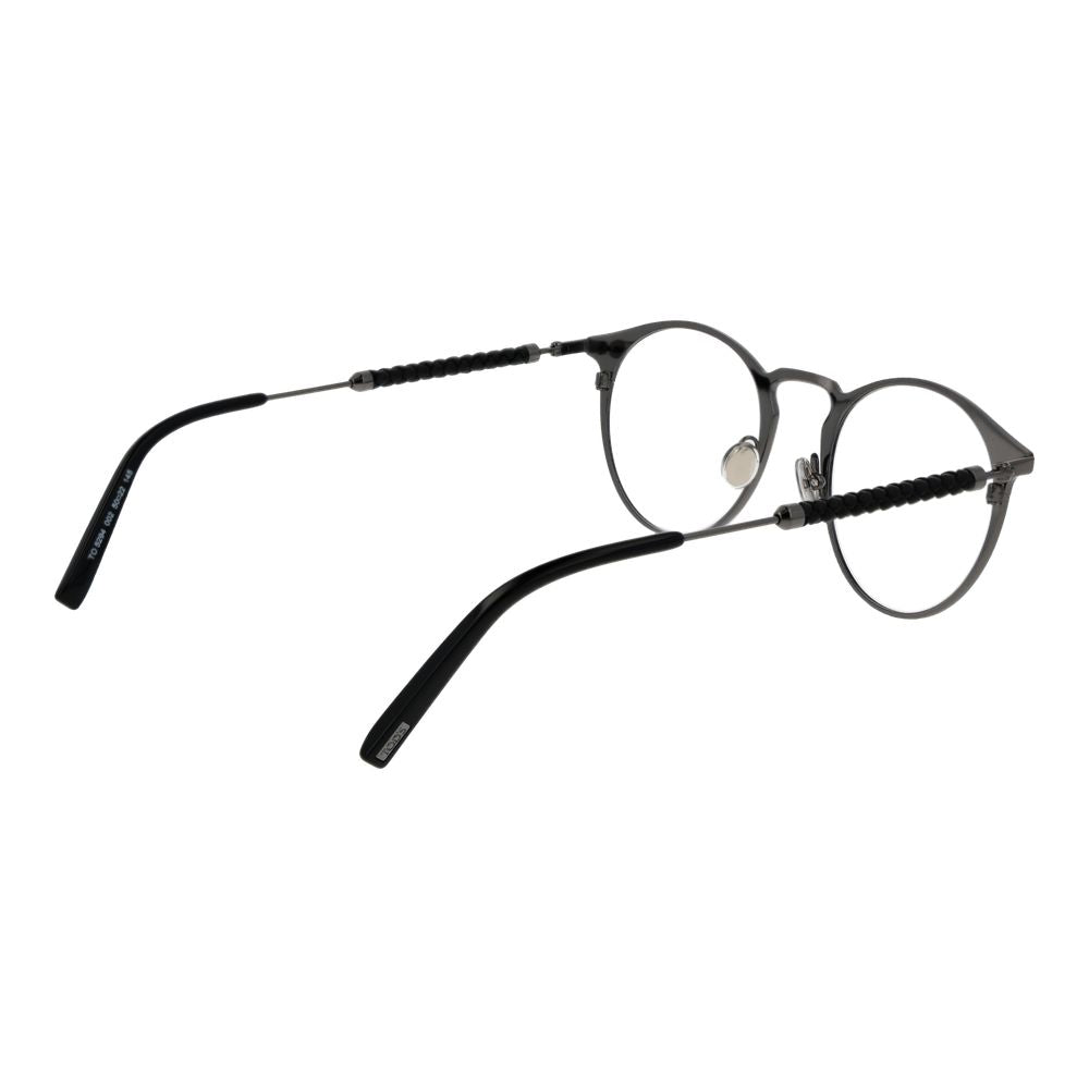 Black metal glasses frames by Tod's with sleek, modern design, featuring thin metal construction and clear lenses.